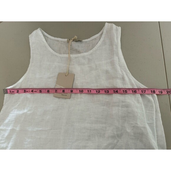 Francesca Bettini 100% Linen Blouse Women Size S White Sleeveless Frayed Hem Top - Picture 3 of 8